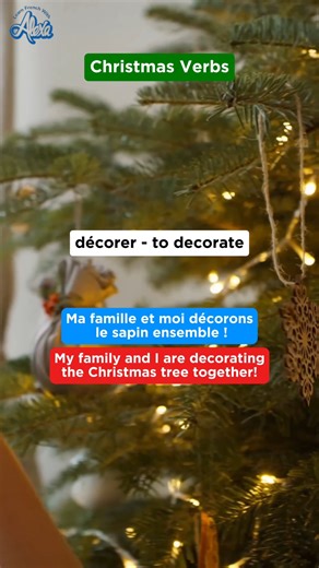 How to use Christmas-themed verbs in a sentence! 🎄🎅 Happy Holidays from all of us at Learn French with Alexa! Joyeuses fêtes ! _______________ Préparer - to prepare 🇫🇷 Je prépare des biscuits et du lait pour Père Noël. 🇬🇧 I prepare cookies and milk for Santa Claus. Offrir - to give/to offer 🇫🇷 J'offre un cadeau de noël à ma nièce. 🇬🇧 I am giving a Christmas gift to my niece Fêter - to celebrate 🇫🇷 Nous fêtons les fêtes de fin d'année. 🇬🇧 We celebrate the festive season. Cuisiner -
