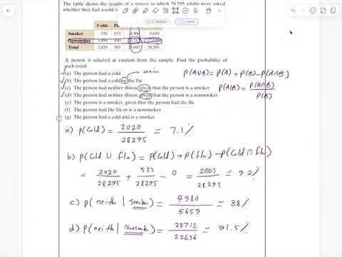 Marginal, Joint and Conditional Probability Cold and Flu Example