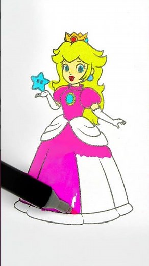 💕 Princesa Peach 👸 Arte con brillantina DIY fácil para niños ✨