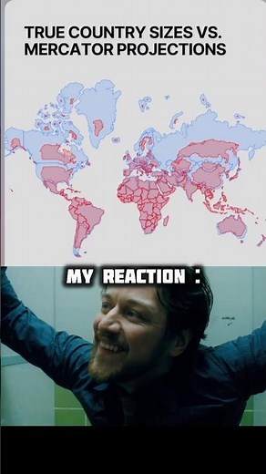TRUE COUNTRY SIZES VS. MERCATOR PROJECTIONS 🌍🔥#shorts #geography #countries