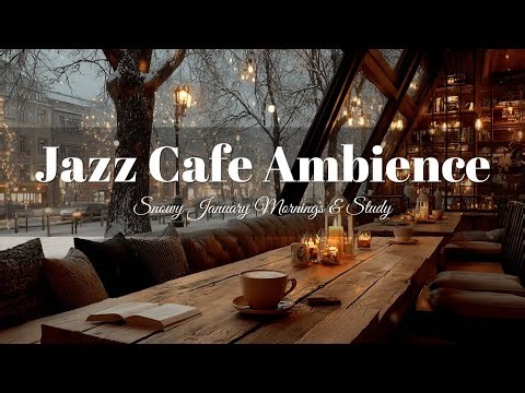 Cozy Winter Jazz Cafe Ambience ~ Warm Jazz Piano for Snowy January Mornings & Study