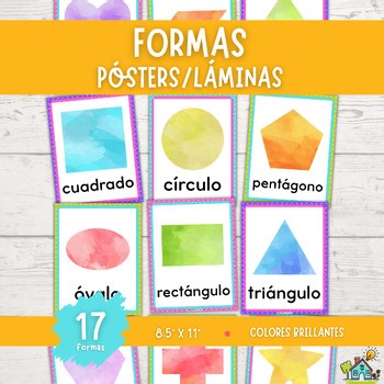 Pósters  de Formas en 2D Tarjetas Didacticas de Figuras Geométricas Láminas