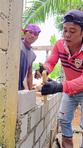 Process of stringing lines in brick walls