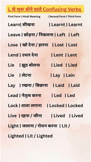 L से शुरू होने वाले Confusing Verbs | #englishgrammar #englishspeaking #english #vocabs