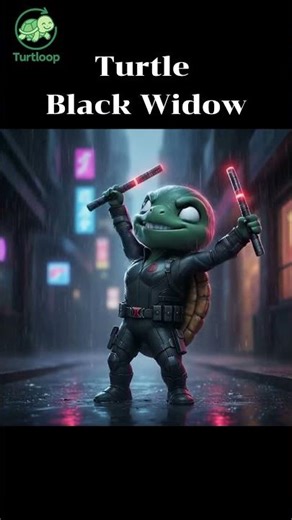 🐢🕷️ Turtle Black Widow #turtloop #animation #shorts #TurtleCosplay #TurtloopSeries #เต่าคอสเพลย์