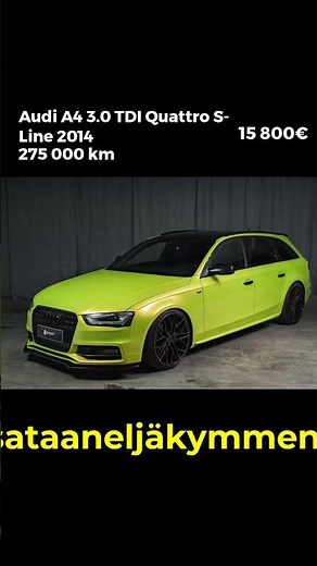 🟢 Vihreä Audi A4 farmari löyty Nettiautos — kolmelitrainen diesel, quattro,