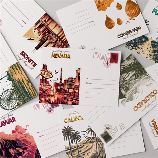 Nevada Wall Art Printable | Vintage Travel Postcard Digital Download - Etsy