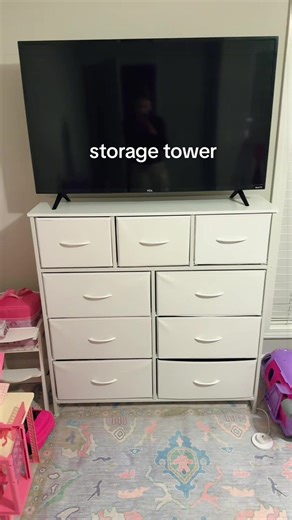 Affordable, functional storage for literally any room in your house. It does hold a TV, but don’t recommend it around kids. Needs to be secured to the dresser.