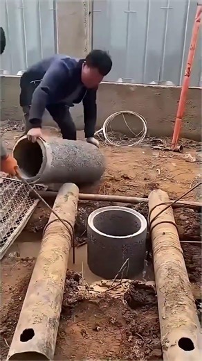 Concrete Pipes Installed Inside Borewell 🛠️ #shorts #borewell #construction