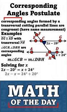 Corresponding Angles Postulate [Math of the Day] #mathoftheday