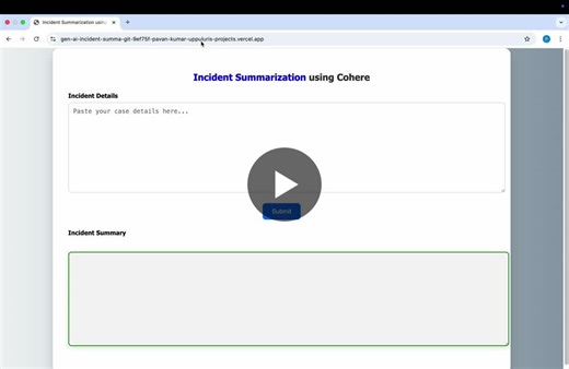 #genai #cohere #incidentmanagement #sre #devops #aiautomation #python #llms #observability #knowledgemanagement | Pavan Kumar Uppuluri