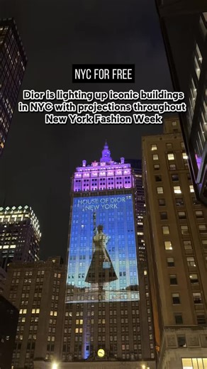 Rebeka @ NYC for FREE on Instagram: "Dior is lighting up iconic buildings in NYC with projections throughout New York Fashion Week ✨ Tonight is on the Helmsley Building 9pm-1am and other @dior projections will be across NYC September 12-14. Will you find one? #nycforfree #dior #nyfw"