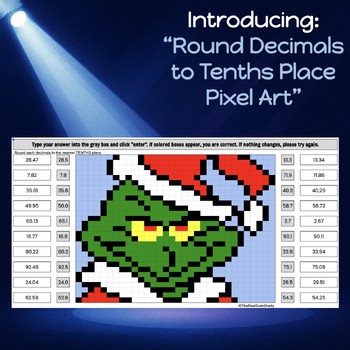 Rounding Decimals to Tenths Place | Christmas Math Pixel Art