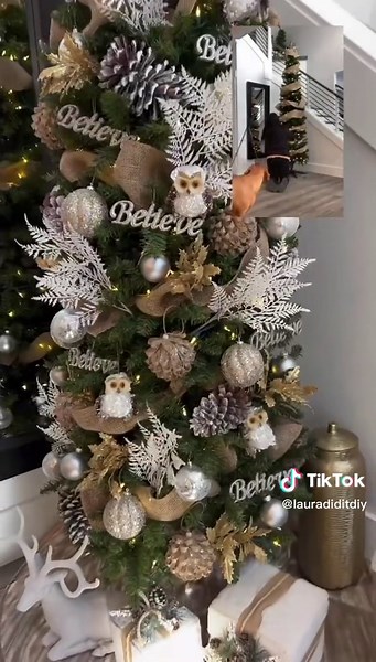 One tip to up your CHRISTMAS TREE GAME this year! Can’t get your ribbon (in my case burlap) to look right on your tree? Watch my process and see if it helps! The biggest mistake I always use to make was not buying thick enough ribbon to bunch up. It also helps if the ribbon has wire in it. My burlap does not, but it is thick enough that it holds in the branches. When wrapping around the tree, either keep the ribbon in your hand and bunch as you go, or leave plenty of slack in the ribbon that you