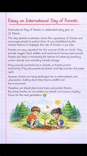 Essay on International Day of Forests (150 Words) | 21 March Essay in English | Forest Day Essay