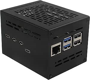 Geekworm X1200-C1 Metal Case for Raspberry Pi 5 & X1200 UPS & Active Cooler & X1000/X1001/X1003/X1004/M901 PCIe Top
