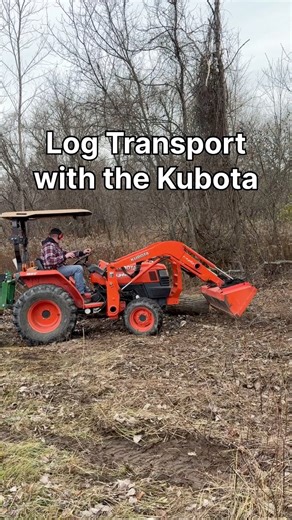 Skidding the cottonwood logs to the wood yard is easy with the Kubota. #kubota #tractor #logging #livingouramericandream #polebarn | Living Our American Dream