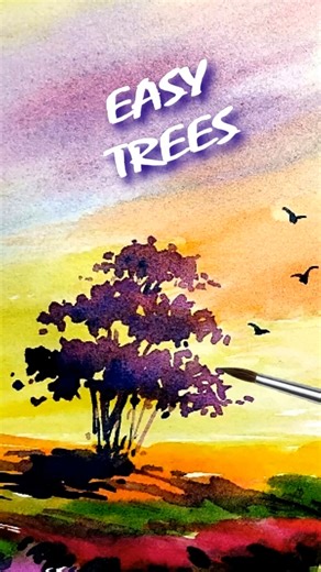 📌 Easy Watercolor Trees & Bushes Technique | Simple Strokes! #shorts