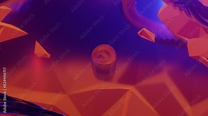 Fantastic alien planet orange landscape with organic metal arcs and with light cores and a central core. 3d animation visuals, seamless and loop with a 4k resolution.