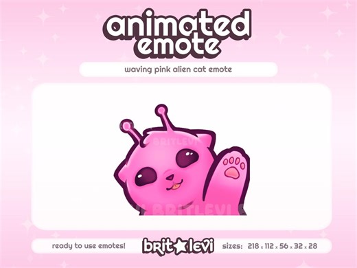 Pink Animated Waving Alien Cat Emote: Twitch & Discord Emote (GIF Digital Download) - Etsy