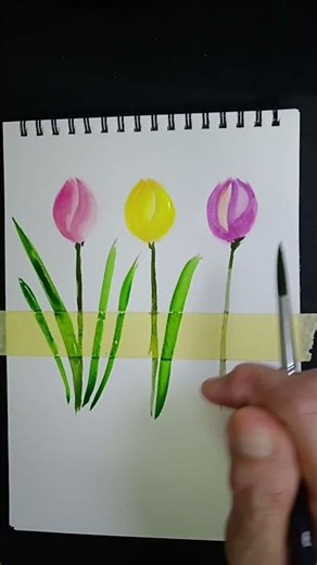 Satisfying tulip painting from start to finish #watercolorart #artforbeginners