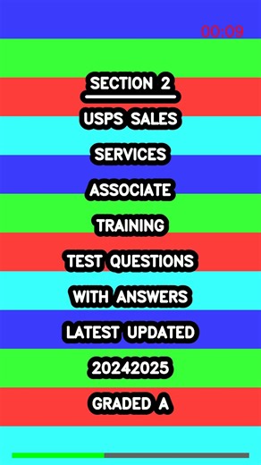 USPS Sales Services Associate Training Test Questions With Answers Latest Updated 20242025 GRADED A