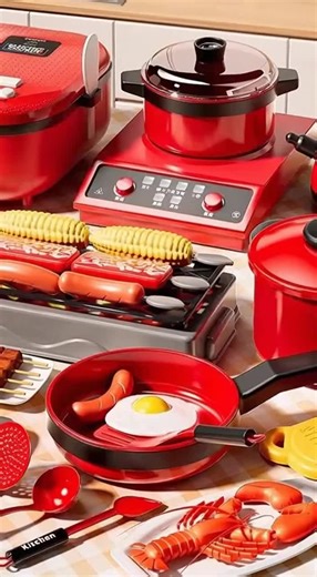 Children's Pretend Play Kitchen Set Parent-Child Interactive Full Cookware Realistic Bestselling Cutting Fun Gift Box with Rich Accessories & Creative Small Appliances #cartoonforkids #kidswhocreate #kitchengadgetmusthave #cookwareset #kitchengadgetfinds #creativechefs #kitchenessential #potsandpansset #kitchendfinds #foodforkids