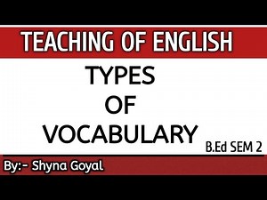 Types of Vocabulary|Teaching of English B.Ed Sem 2|Shyna Goyal