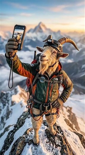 The Literal GOAT | Mountaineering Success at the Summit #ai #veo