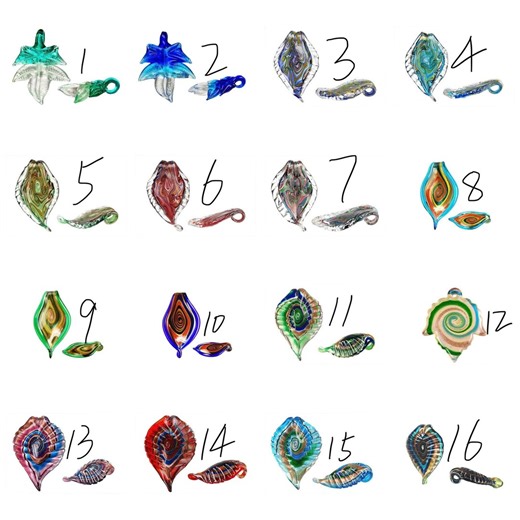 Handmade Lampwork Art Glass Foil Pendant Leaf | US Based Seller - Etsy