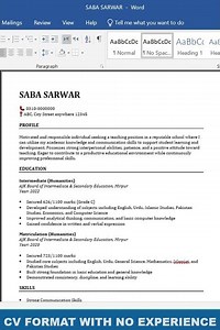 CV Format for Job with No Experience