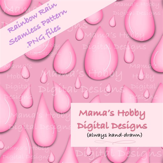 Pink Rain, Rainbow Rain, Tear Drops, Seamless Pattern File - Etsy