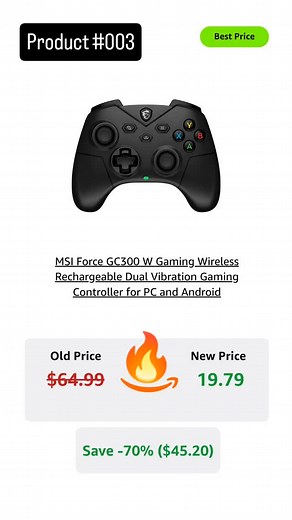 Save Alert on Instagram: "MSI Force GC300 W Gaming Wireless Rechargeable Dual Vibration Gaming Controller for PC and Android Amazon Warehouse Product Link in bio 🔗 #usareels #california"