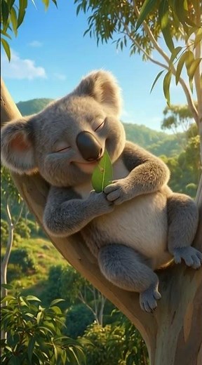 Koala Naps and Eats High Up #cute #funny #pixarstyle #koala