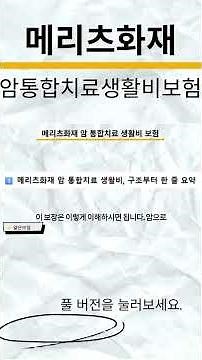 메리츠화재 암 통합치료 생활비