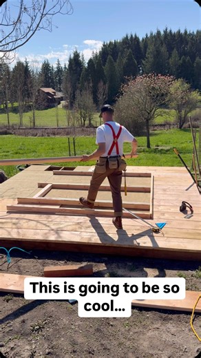 Step one was leveling the area, building the rock wall and foundation, and now it’s onto the coop build! Any other “overbuilders” out there 👋🏼 | Jeremy Roloff