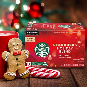 6K views · 82 reactions | Get into the holiday spirit with Starbucks® Holiday Blend K-Cup® Pods! Enjoy the convenience of brewing a delicious cup of coffee at home that's sure to impress your guests. With its perfect balance of medium acidity and body, and delicious maple and herbal notes, this blend is a must-have for any festive occasion. Grab a box on your next trip to Harris Teeter. | Harris Teeter | Facebook