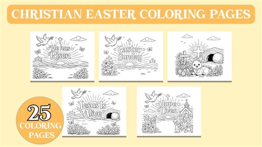 Christian Easter Coloring Pages for Kids | Faith-based Sunday School Activity (digital Download) - Etsy