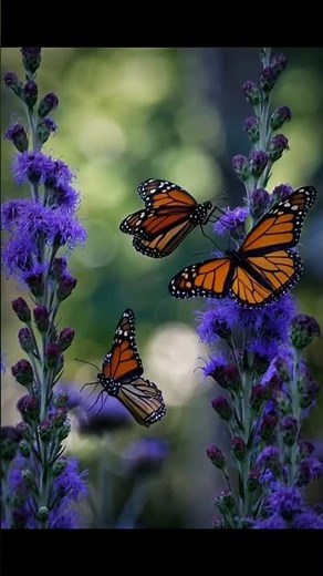 Colorful Butterflies Flying Over Purple Flowers 🦋 | Relaxing Nature Short🧚🧚
