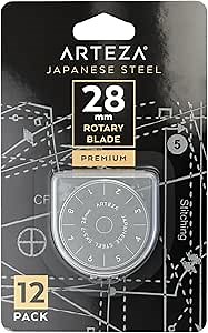 Arteza Rotary Cutter Blades, Pack of 12, 28-mm Blades for Fabric Cutter Wheel, Craft Supplies for Cutting Fabric, Paper, Vinyl, and Leather