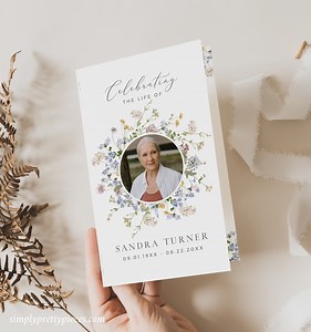 Wildflower Funeral Booklet Program, Foldable Memorial Service Program Printable, Celebration of Life Program Editable Program Template 504-A - Etsy