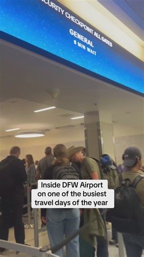 Inside DFW Airport on busy Friday travel day