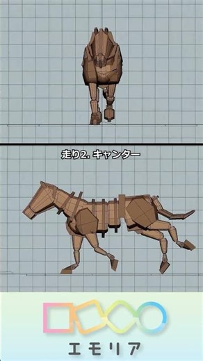 馬の歩きと3種類の走り shorts ２ビュー正面と横 #animals #anime #animation #3danimation #3d #maya #3dcg