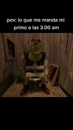 Animated Shrek-like Character's Bathroom Adventure
