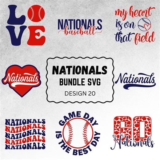 Baseball Team SVG Bundle | Nationals Baseball Cut Files | Game Day Shirt Designs | Sports Sublimation PNG | Cricut & Silhouette Craft Files - Etsy