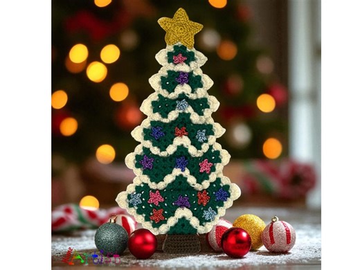 Crochet Christmas Tree Granny Square Applique Pattern Holiday Baby Blanket Decor Ornament - Etsy