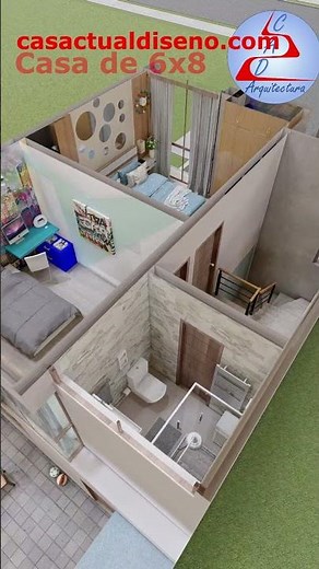 💚 PLANOS de Casas PEQUEÑAS de DOS Pisos 6x8 #arquitectura #casasecologicas #casa