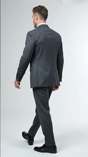 Men’s Charcoal Grey 2 Button Vested Business Suit, Formal Wedding Dress Suit