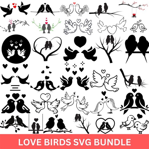 Love Birds SVG Bundle | Wedding, Cricut Clipart (digital Download) - Etsy