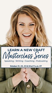 You want to help more people, but aren’t sure how to get started. This masterclass series is your power-packed introduction to the crafts of speaking, writing, coaching, and podcasting! 🌟 Each masterclass includes: - A one-hour training session with step-by-step instructions to get started - A 30-minute Q&A coaching session to get advice and feedback - Lifetime access to the session recordings to rewatch anytime - Digital workbook with a content outline so notes are organized in one place - A “